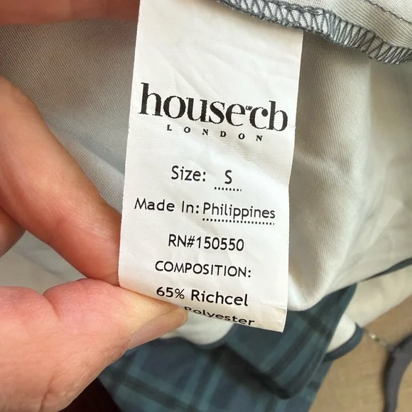 House of CB Navy Checkered Long Sleeve Dress - Picture 7 of 8